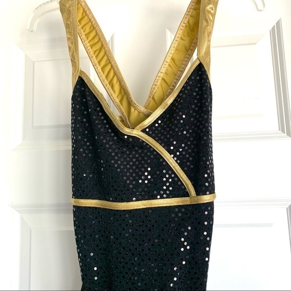 A Wish Come True Black & Gold Dress Dance Costume Keep Dancing T1263 size Medium - Picture 4 of 8
